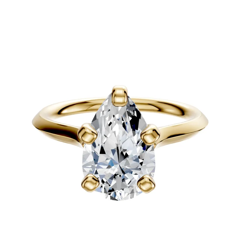 14K Yellow Gold 4 Prong Cathedral Knife Edge 2.0mm Engagement Ring made by Effy