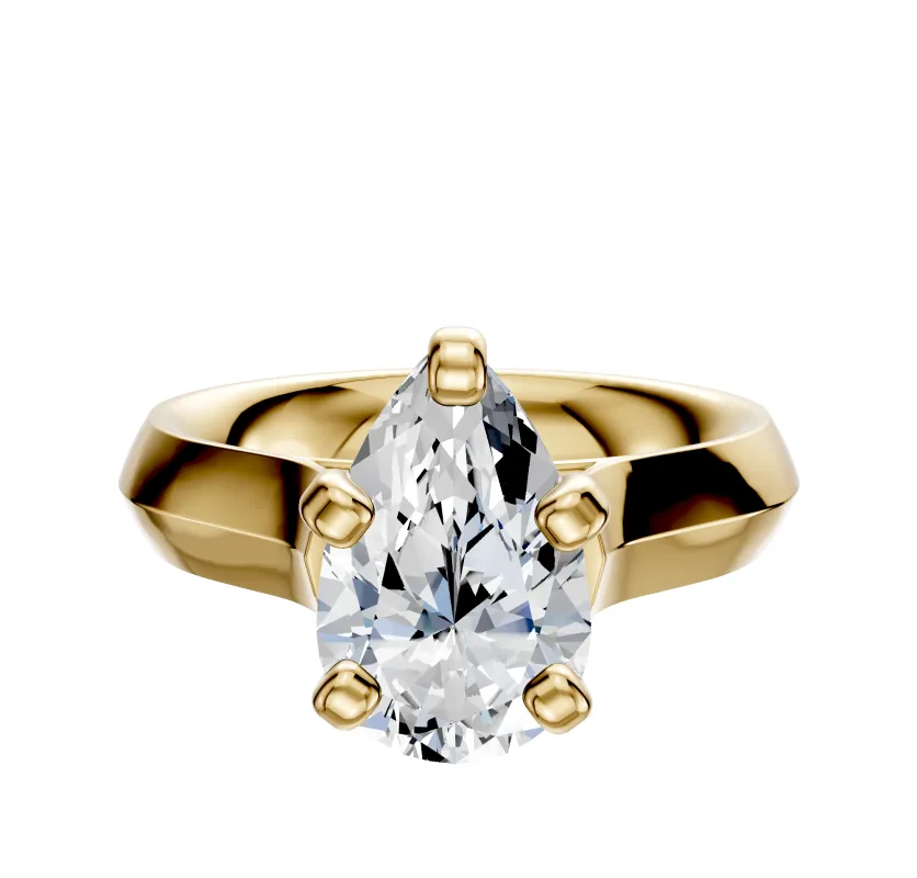 14K Yellow Gold 4 Prong Cathedral Knife Edge 4.0mm Engagement Ring made by Effy