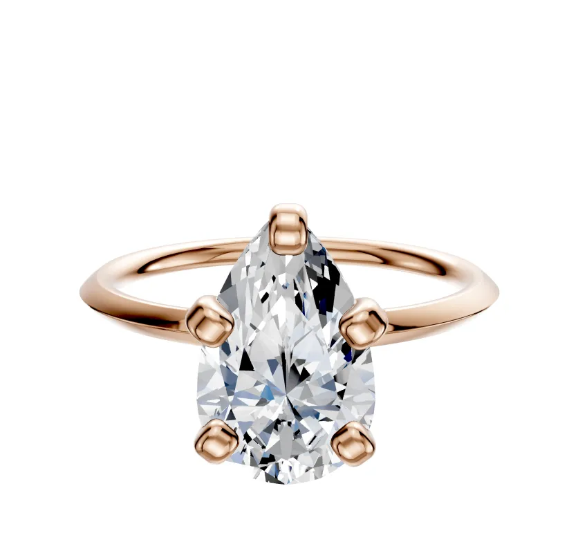 14K Rose Gold 4 Prong Classic Knife Edge 1.5mm Engagement Ring made by Effy