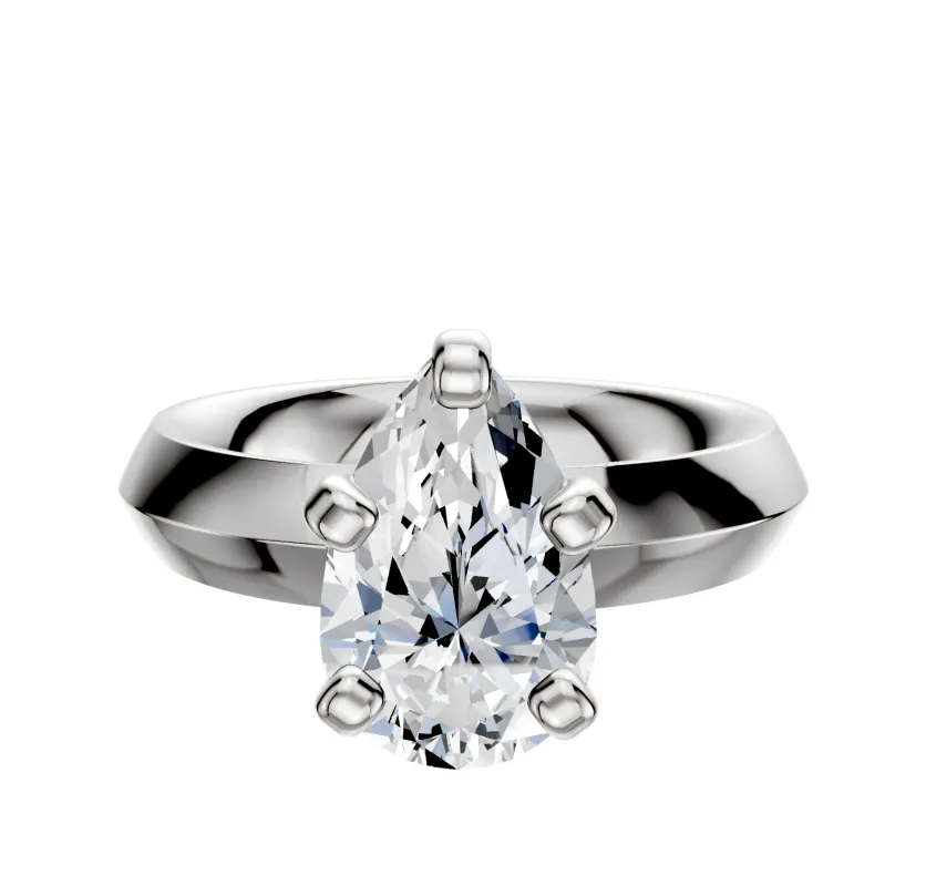 14K White Gold 4 Prong Classic Knife Edge 4.0mm Engagement Ring sold by Effy