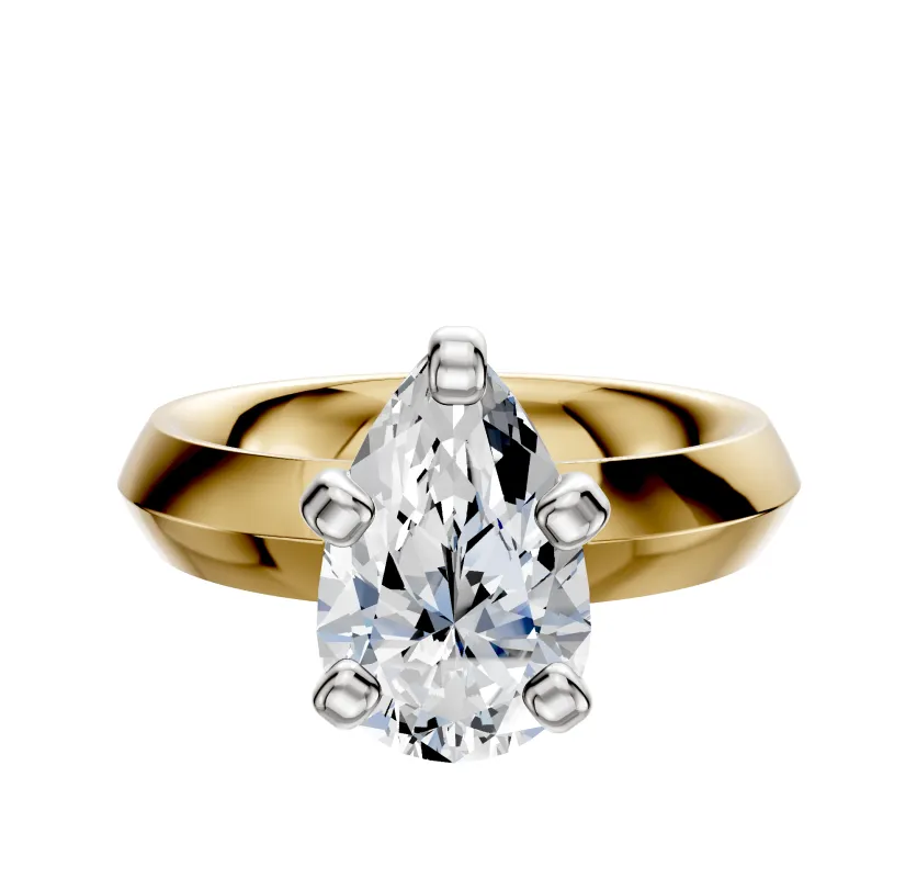 18K Two Tone 4 Prong Classic Knife Edge 4.0mm Engagement Ring sold by Effy