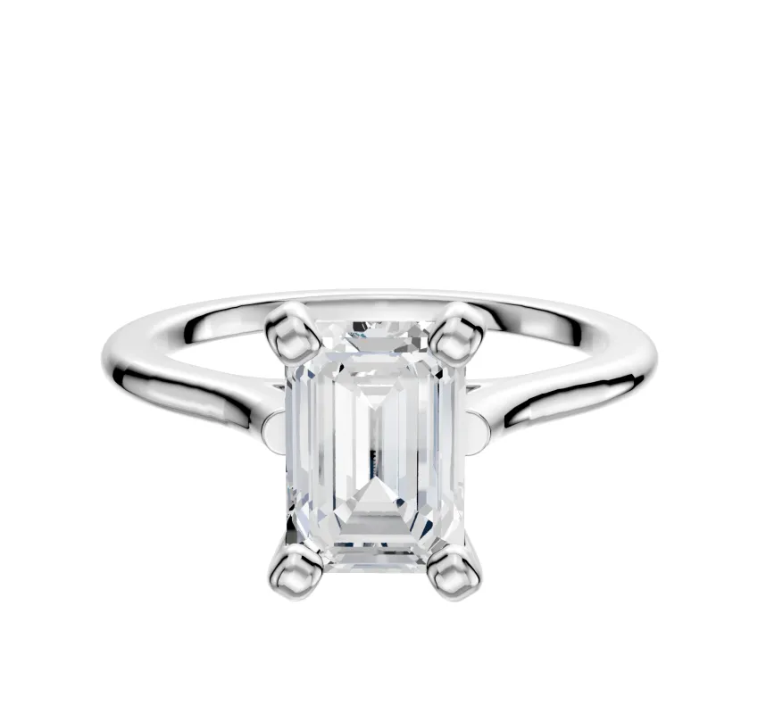 18K White Gold 4 Prong Cathedral Dome 1.5mm Engagement Ring made by Effy