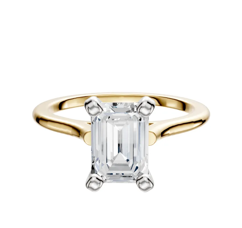 18K Two Tone 4 Prong Cathedral Dome 1.5mm Engagement Ring made by Effy