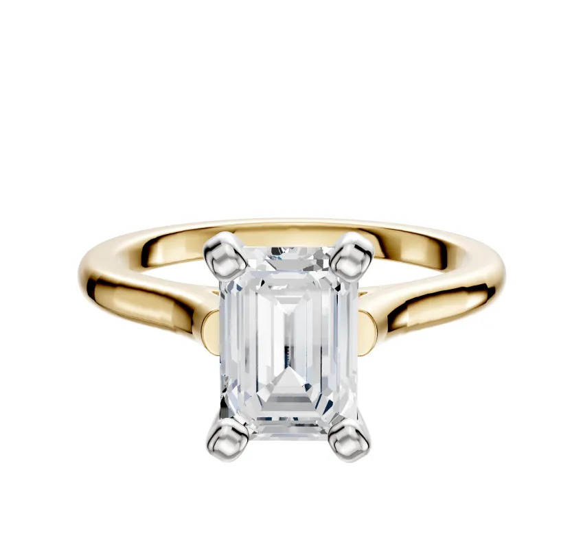 18K Two Tone 4 Prong Cathedral Dome 2.0mm Engagement Ring made by Effy