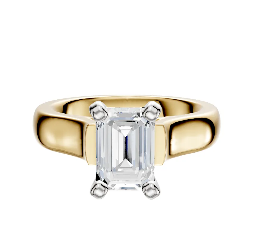 18K Two Tone 4 Prong Cathedral Dome 4.0mm Engagement Ring made by Effy