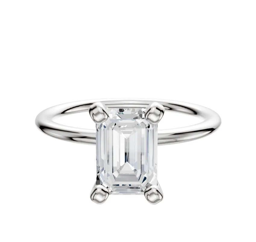 14K White Gold 4 Prong Classic Dome 1.5mm Engagement Ring made by Effy