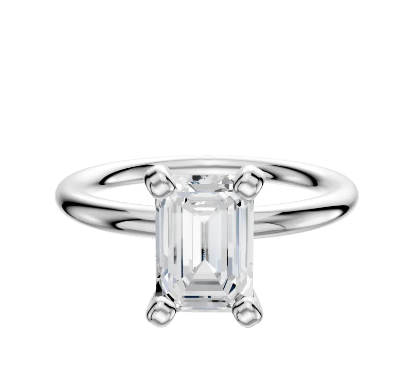 18K White Gold 4 Prong Classic Dome 2.0mm Engagement Ring made by Effy
