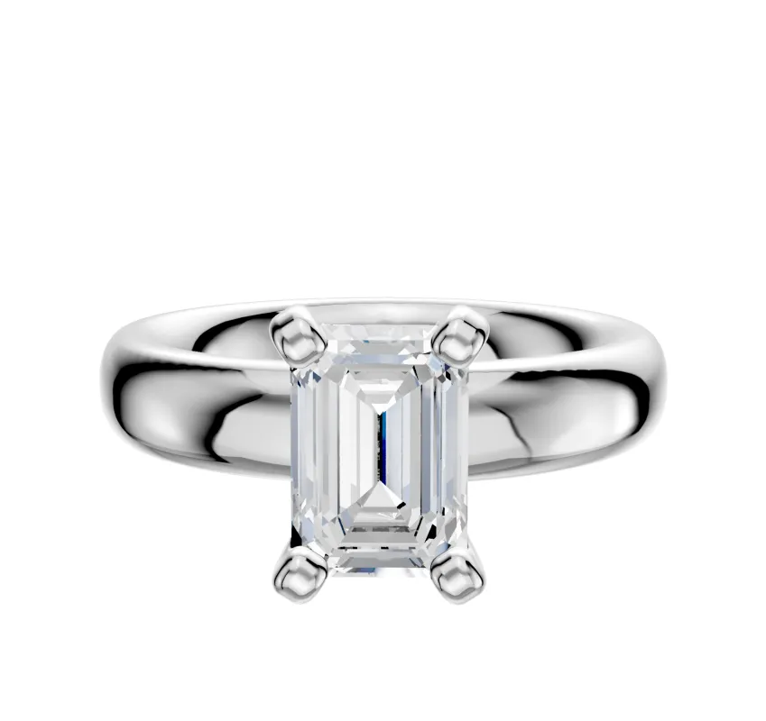14K White Gold 4 Prong Classic Dome 4.0mm Engagement Ring made by Effy