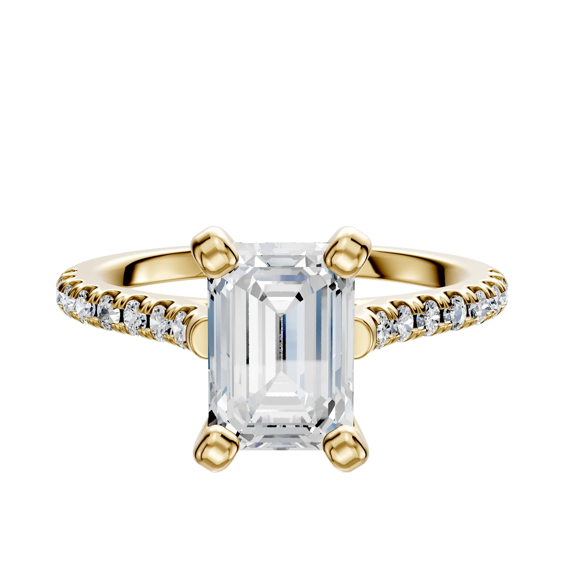 18K Yellow Gold 4 Prong Cathedral Dome 1-Row-Pave 2.5mm Engagement Ring sold by Effy