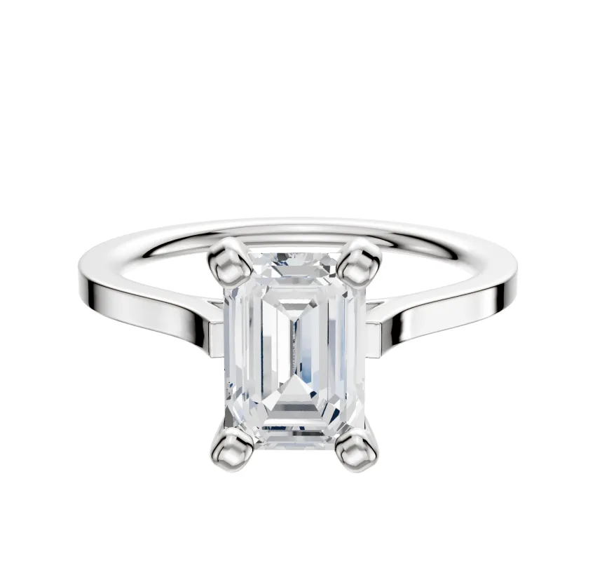 14K White Gold 4 Prong Cathedral Flat 1.5mm Engagement Ring made by Effy