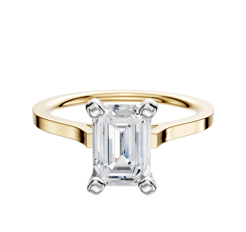 14K Two Tone 4 Prong Cathedral Flat 1.5mm Engagement Ring sold by Effy