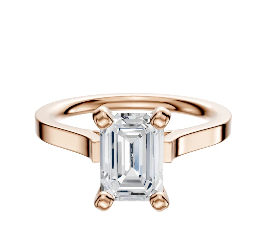 14K Rose Gold 4 Prong Cathedral Flat 2.0mm Engagement Ring made by Effy