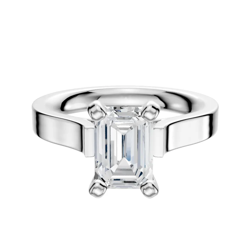 14K White Gold 4 Prong Cathedral Flat 3.0mm Engagement Ring sold by Effy