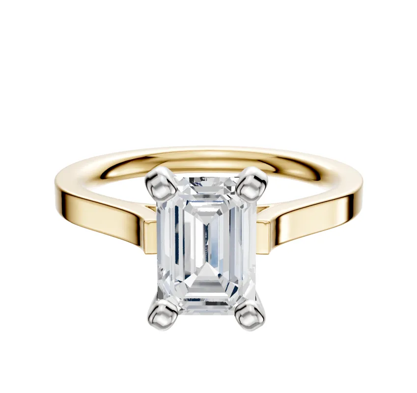 18K Two Tone 4 Prong Cathedral Flat 2.0mm Engagement Ring made by Effy