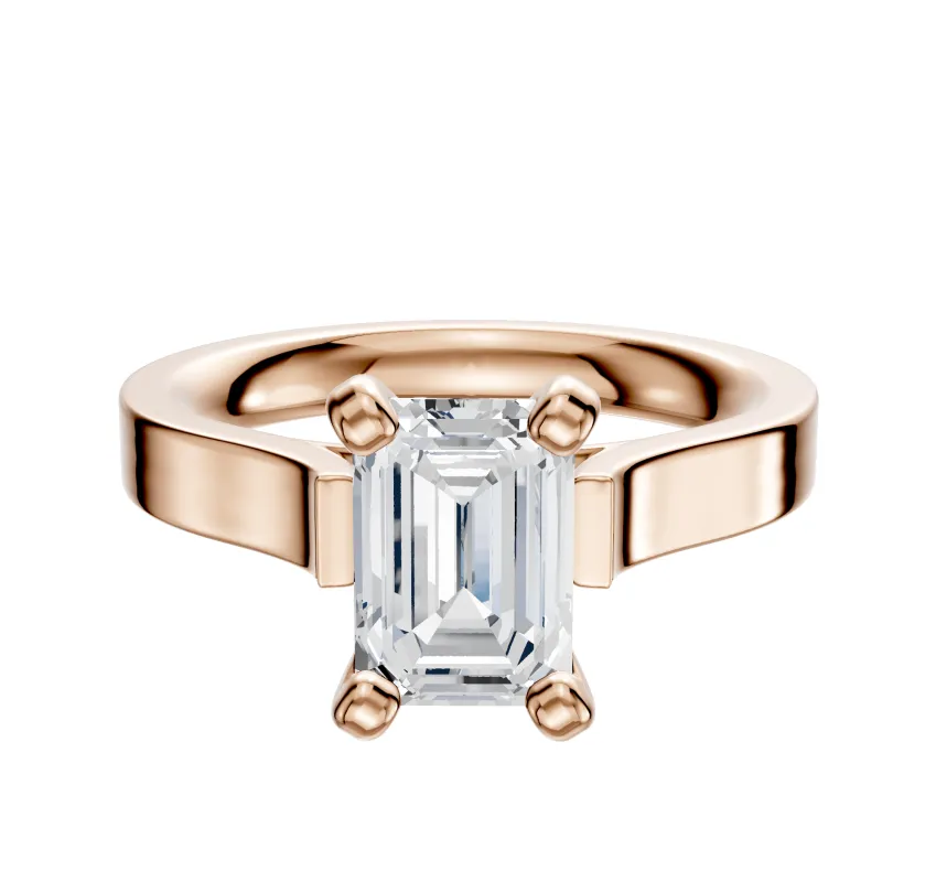 14K Rose Gold 4 Prong Cathedral Flat 3.0mm Engagement Ring sold by Effy