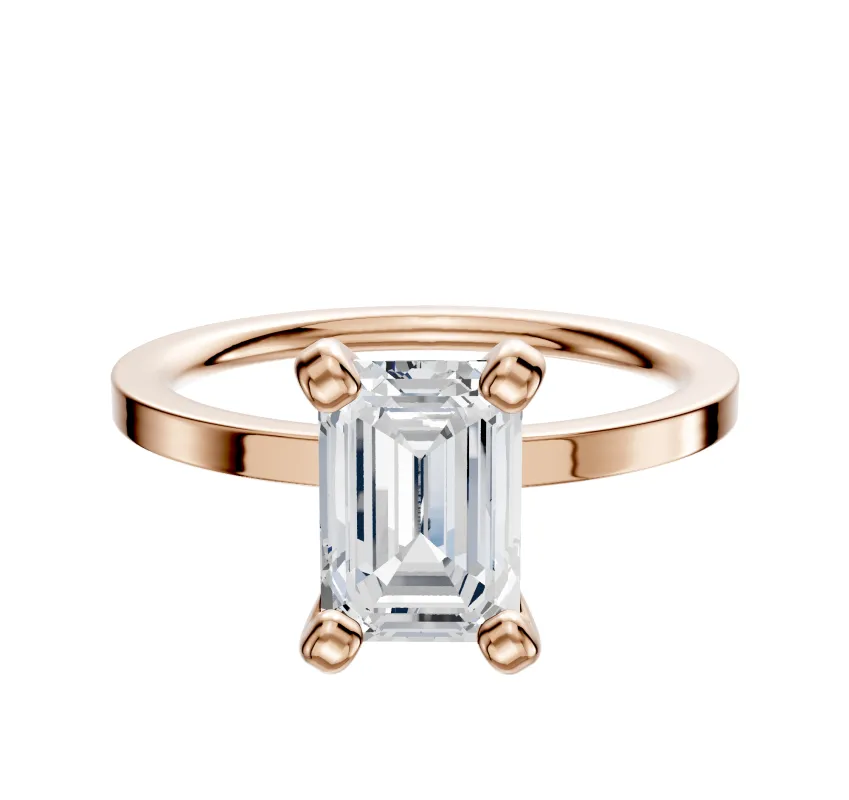 18K Rose Gold 4 Prong Classic Flat 1.5mm Engagement Ring made by Effy