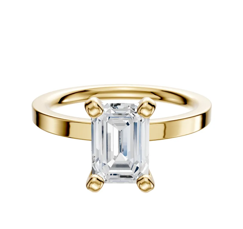 18K Yellow Gold 4 Prong Classic Flat 2.0mm Engagement Ring made by Effy
