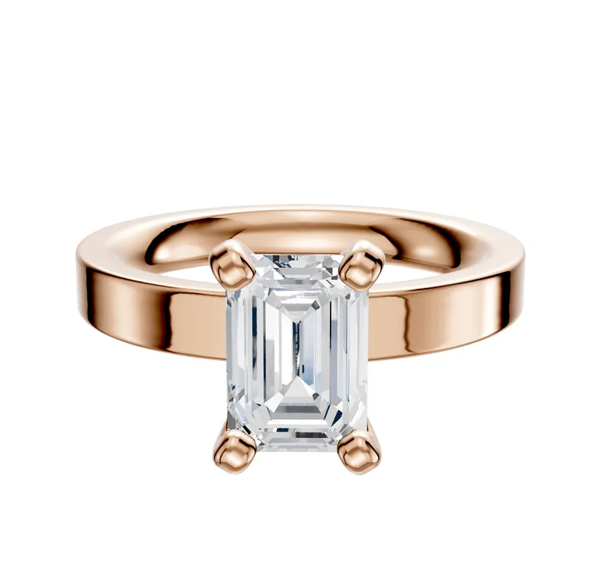 14K Rose Gold 4 Prong Classic Flat 3.0mm Engagement Ring sold by Effy
