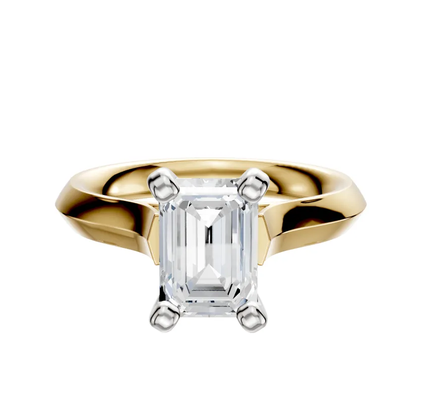 18K Two Tone 4 Prong Cathedral Knife Edge 3.0mm Engagement Ring sold by Effy