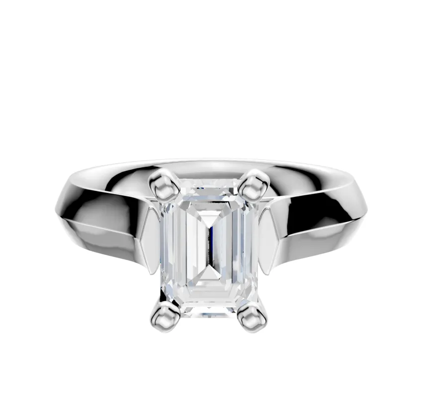 14K White Gold 4 Prong Cathedral Knife Edge 4.0mm Engagement Ring made by Effy