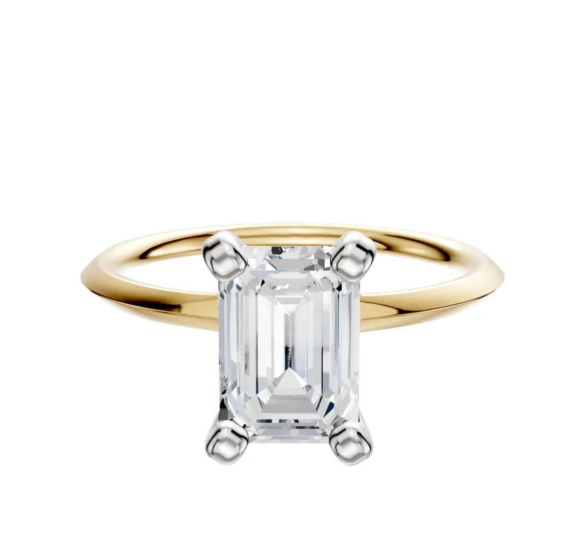 14K Two Tone 4 Prong Classic Knife Edge 1.5mm Engagement Ring made by Effy