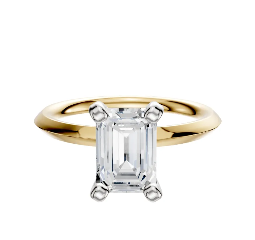 14K Two Tone 4 Prong Classic Knife Edge 2.0mm Engagement Ring made by Effy