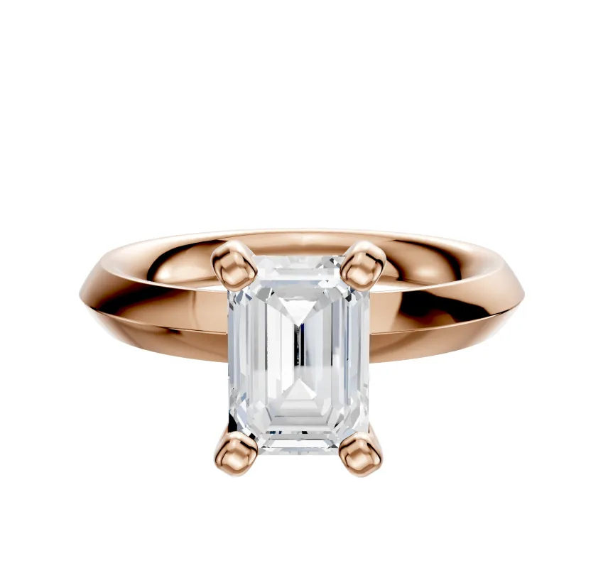 14K Rose Gold 4 Prong Classic Knife Edge 3.0mm Engagement Ring made by Effy