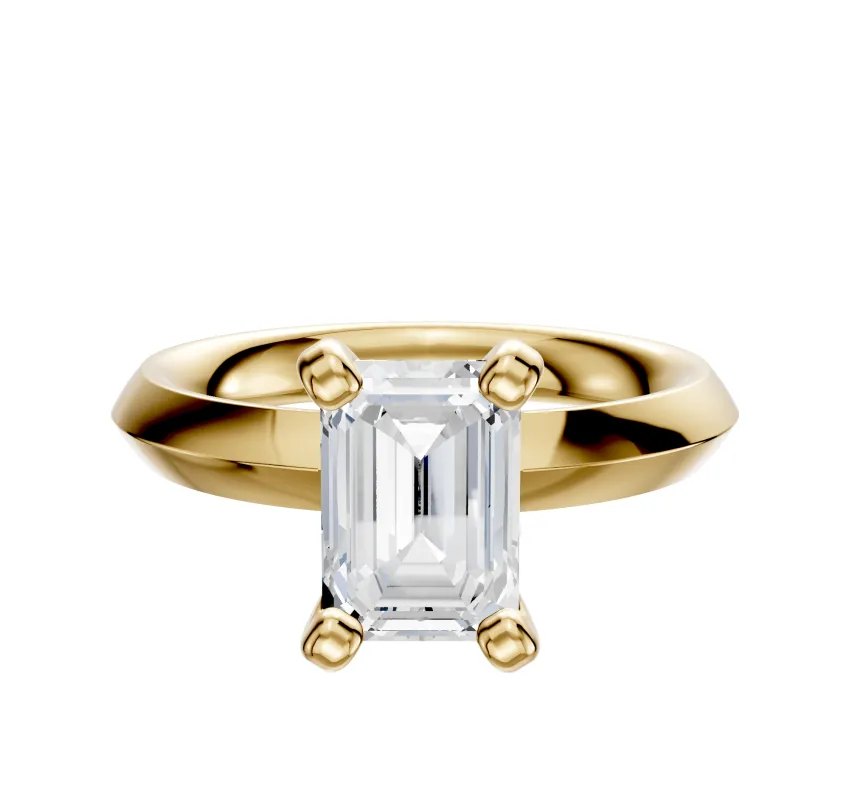 18K Yellow Gold 4 Prong Classic Knife Edge 3.0mm Engagement Ring made by Effy