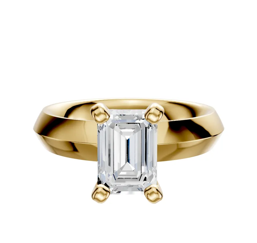 18K Yellow Gold 4 Prong Classic Knife Edge 4.0mm Engagement Ring made by Effy