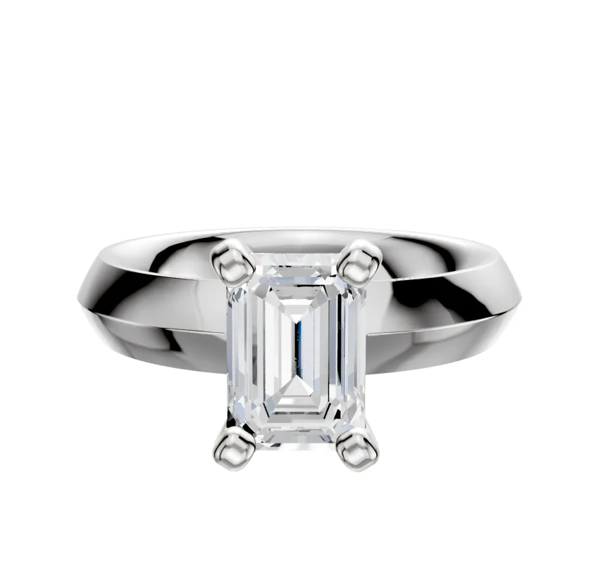 18K White Gold 4 Prong Classic Knife Edge 4.0mm Engagement Ring made by Effy