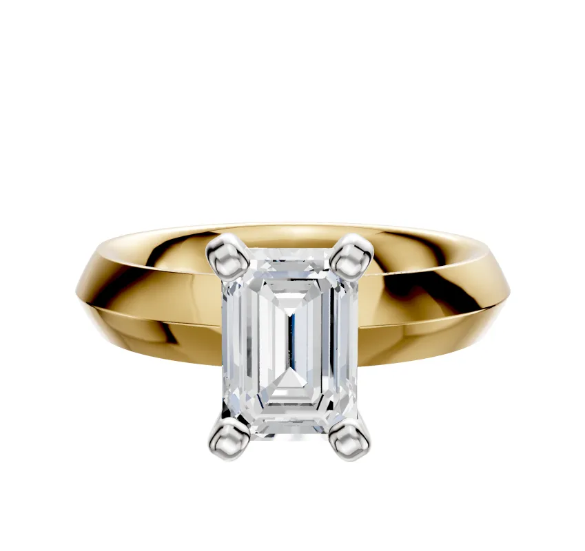 14K Two Tone 4 Prong Classic Knife Edge 4.0mm Engagement Ring sold by Effy