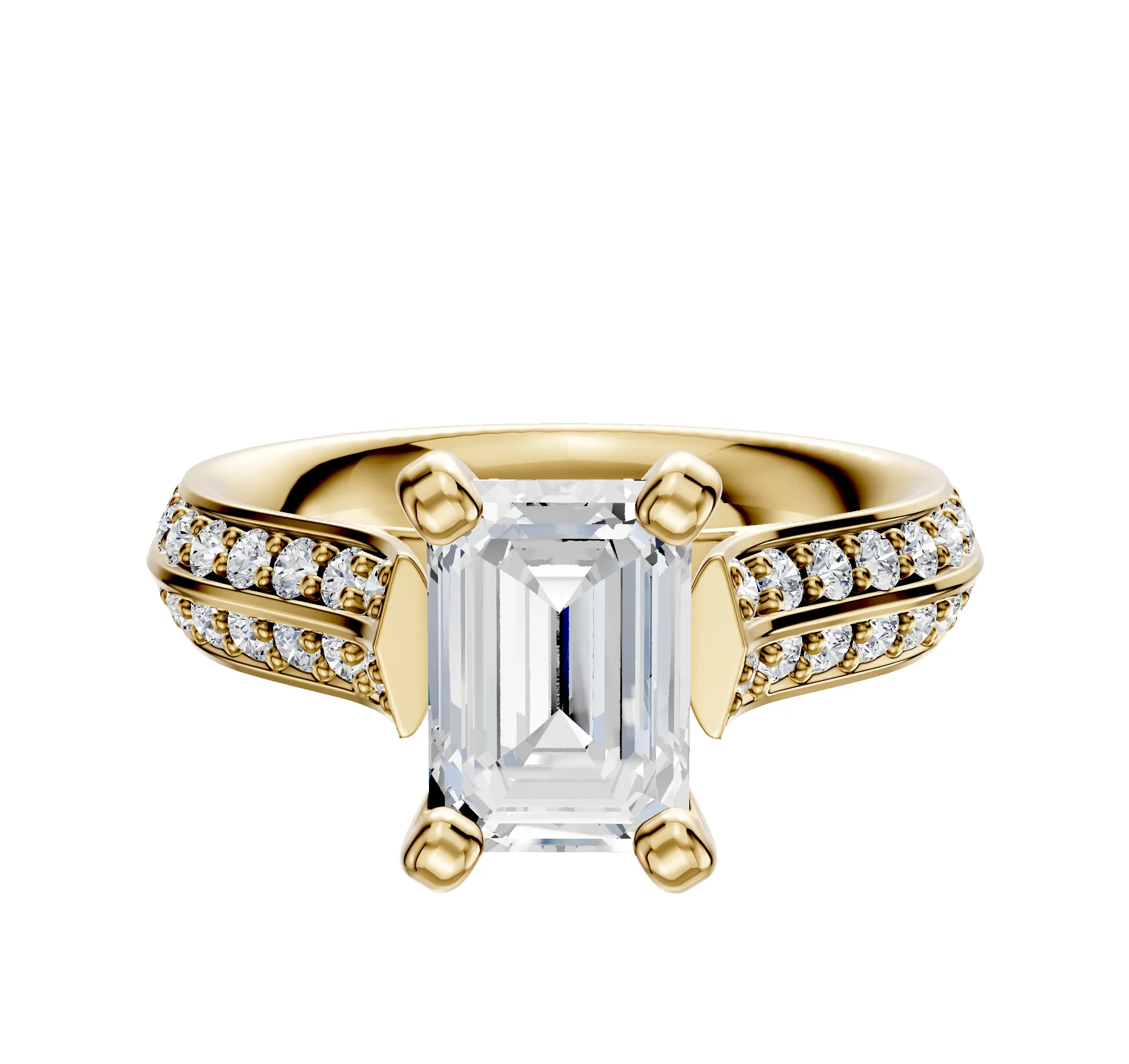 14K Yellow Gold 4 Prong Cathedral Knife Edge 1-Row-Pave 2.5mm Engagement Ring sold by Effy