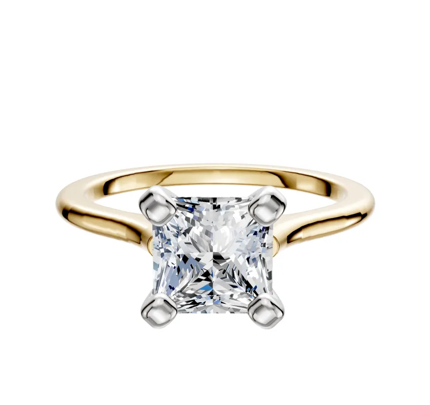 14K Two Tone 4 Prong Cathedral Dome 1.5mm Engagement Ring sold by Effy