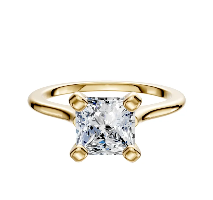 18K Yellow Gold 4 Prong Cathedral Dome 1.5mm Engagement Ring made by Effy