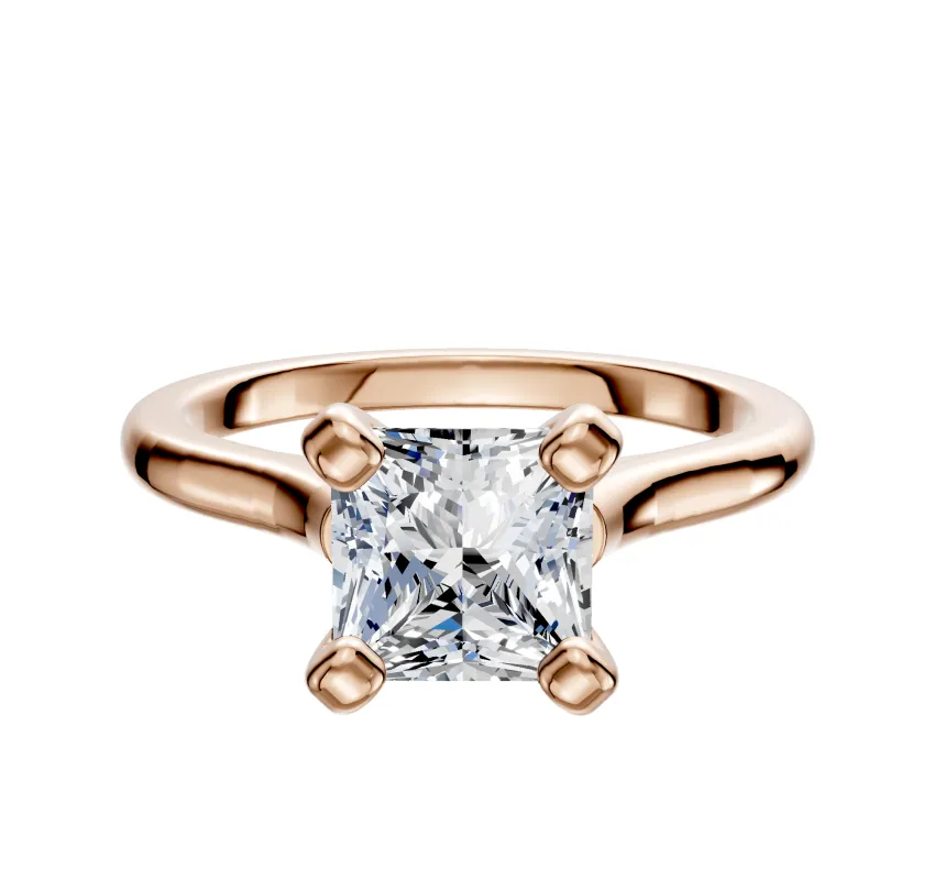 18K Rose Gold 4 Prong Cathedral Dome 2.0mm Engagement Ring made by Effy