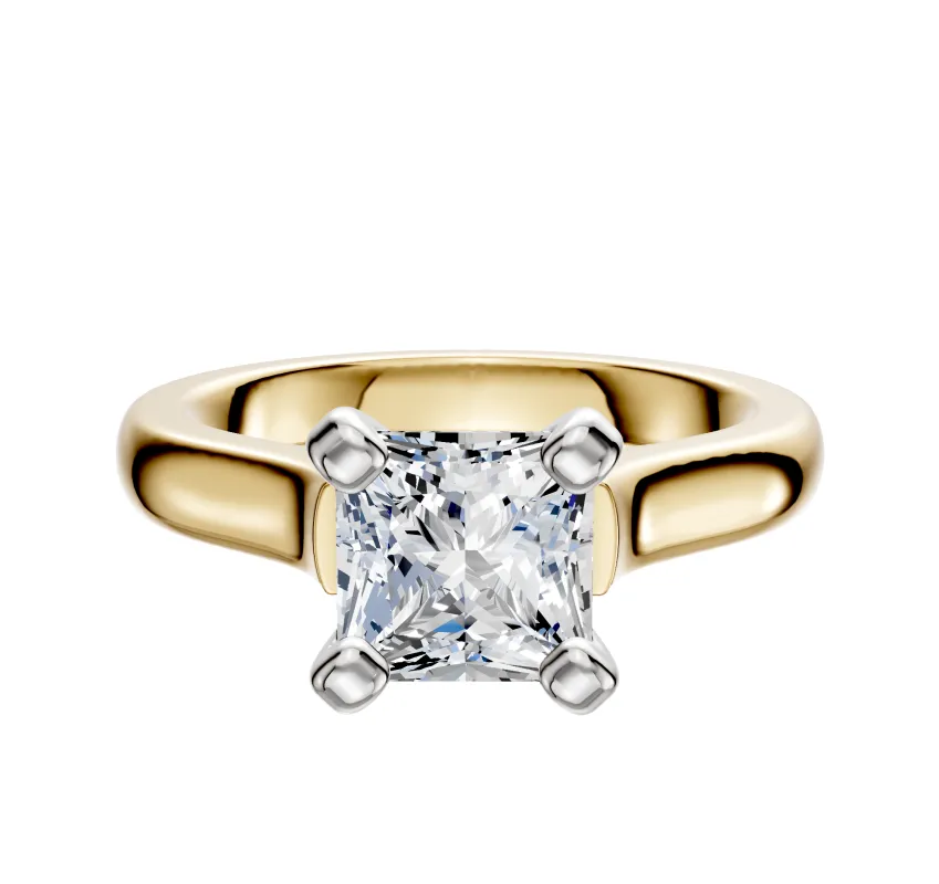 18K Two Tone 4 Prong Cathedral Dome 3.0mm Engagement Ring sold by Effy