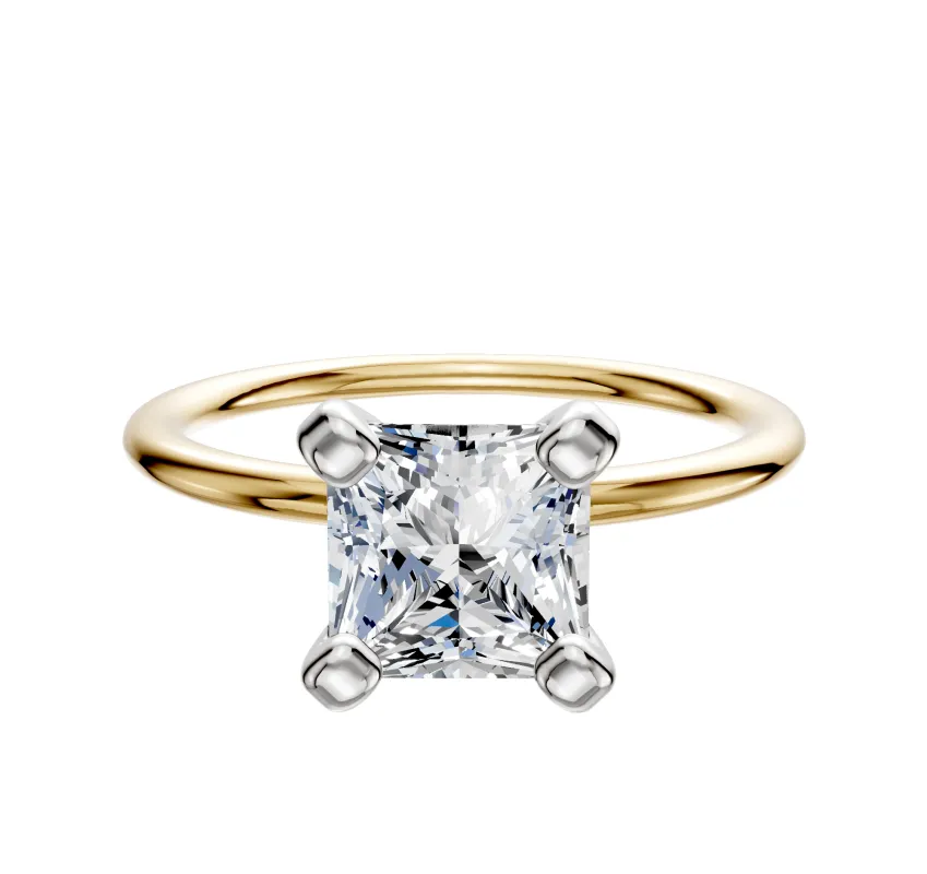 14K Two Tone 4 Prong Classic Dome 1.5mm Engagement Ring made by Effy