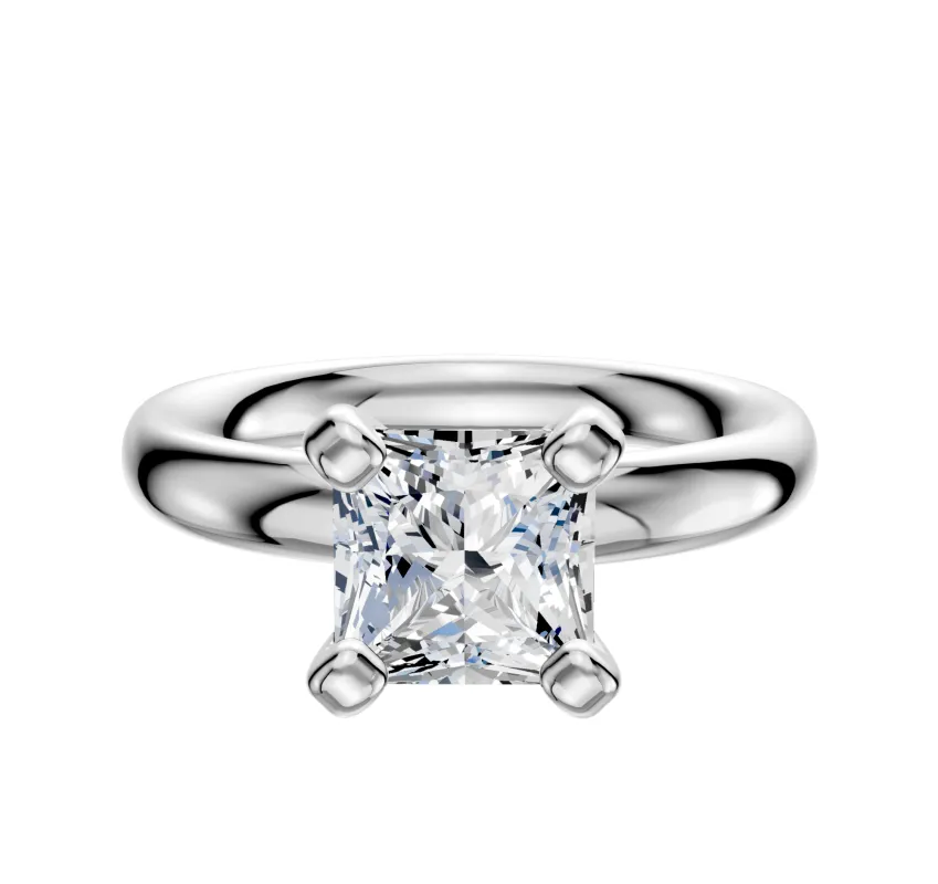 18K White Gold 4 Prong Classic Dome 3.0mm Engagement Ring made by Effy