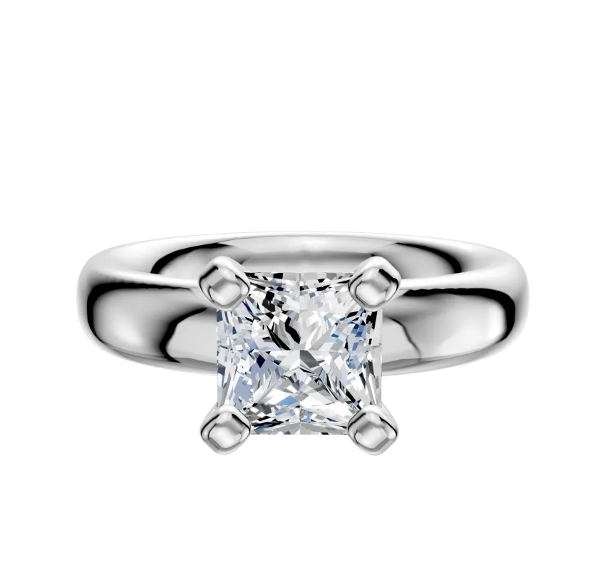18K White Gold 4 Prong Classic Dome 4.0mm Engagement Ring sold by Effy