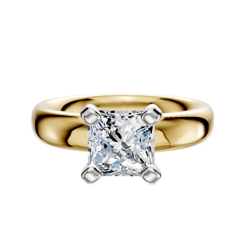 14K Two Tone 4 Prong Classic Dome 4.0mm Engagement Ring sold by Effy