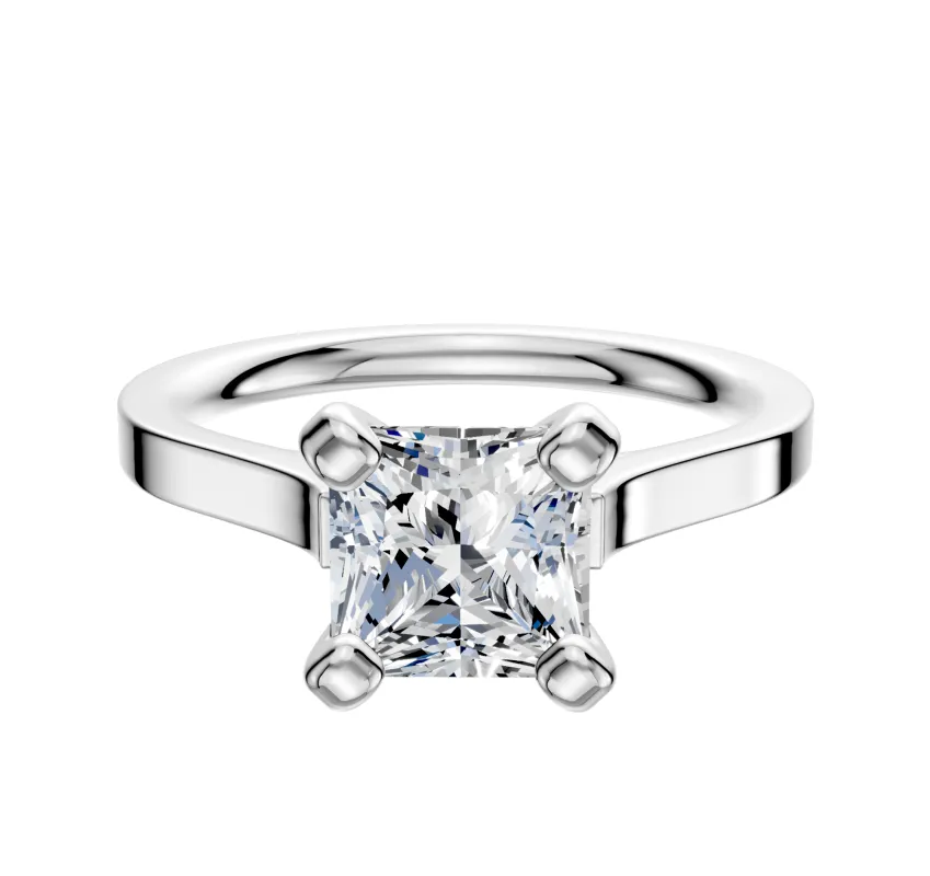 18K White Gold 4 Prong Cathedral Flat 2.0mm Engagement Ring made by Effy