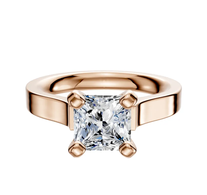 14K Rose Gold 4 Prong Cathedral Flat 3.0mm Engagement Ring made by Effy