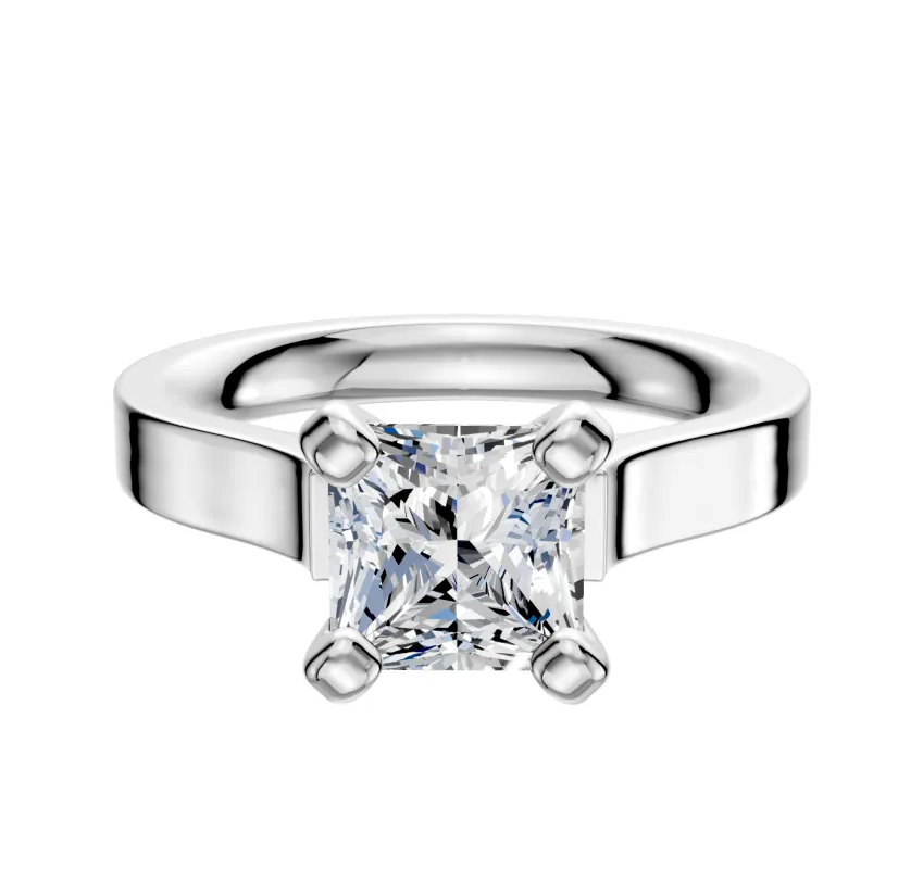 18K White Gold 4 Prong Cathedral Flat 3.0mm Engagement Ring sold by Effy