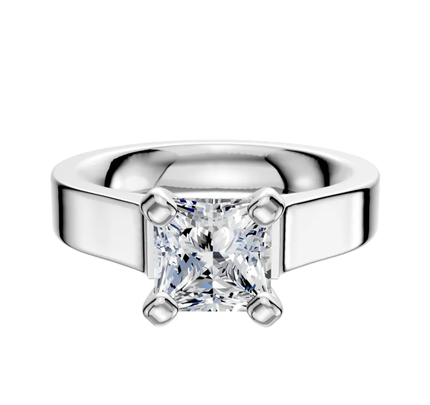 Platinum 4 Prong Cathedral Flat 4.0mm Engagement Ring made by Effy