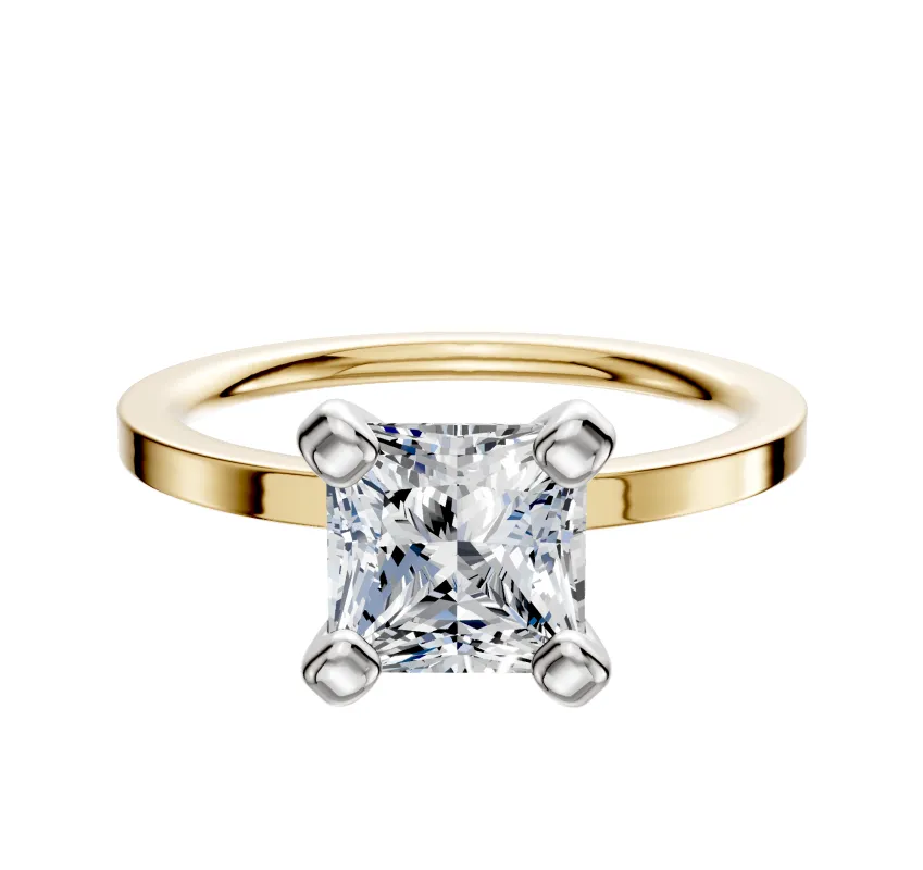 18K Two Tone 4 Prong Classic Flat 1.5mm Engagement Ring sold by Effy