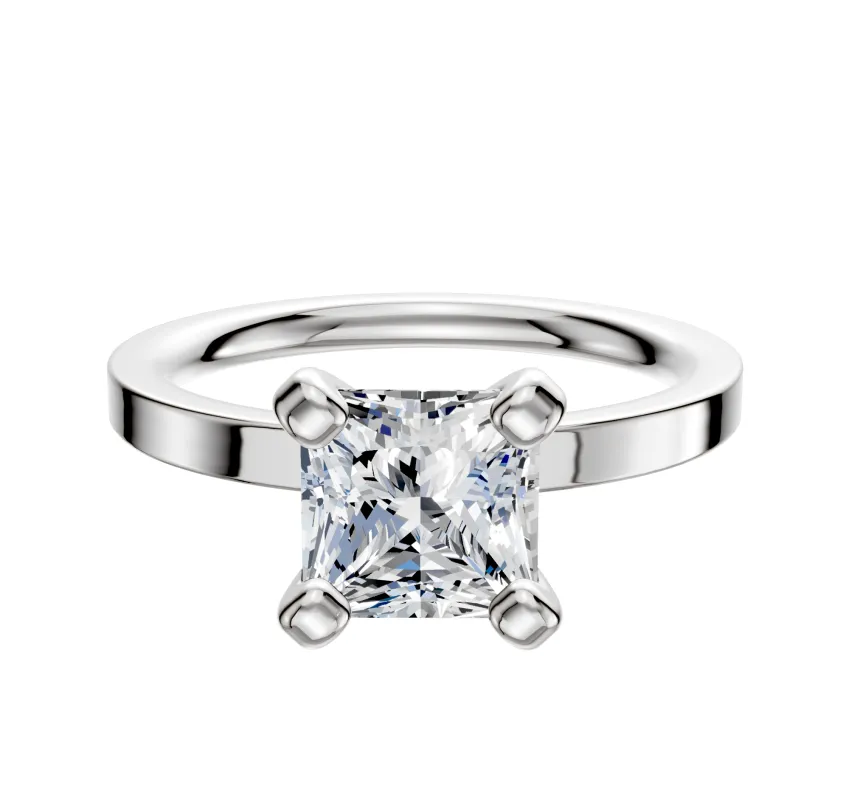 14K White Gold 4 Prong Classic Flat 2.0mm Engagement Ring made by Effy