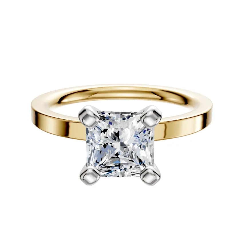 14K Two Tone 4 Prong Classic Flat 2.0mm Engagement Ring sold by Effy