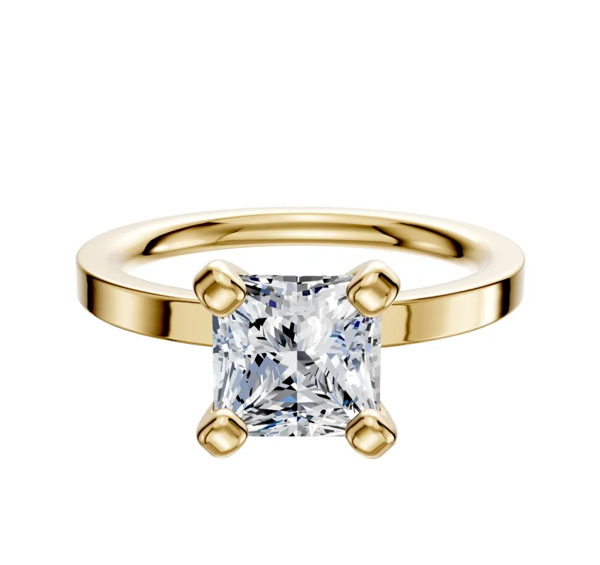 18K Yellow Gold 4 Prong Classic Flat 2.0mm Engagement Ring made by Effy