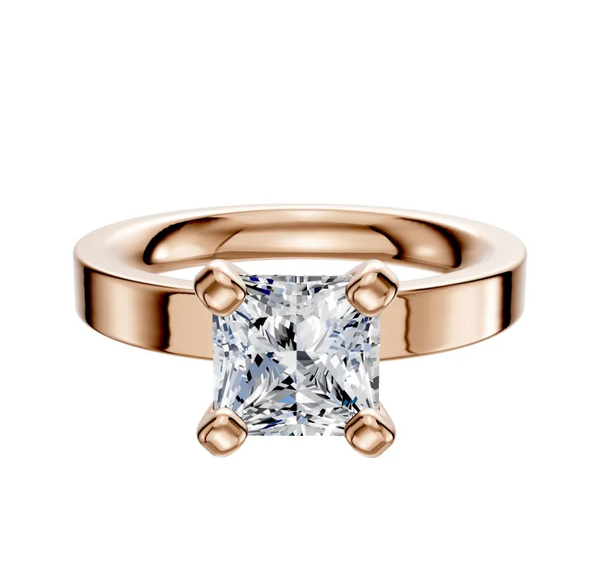 14K Rose Gold 4 Prong Classic Flat 3.0mm Engagement Ring sold by Effy