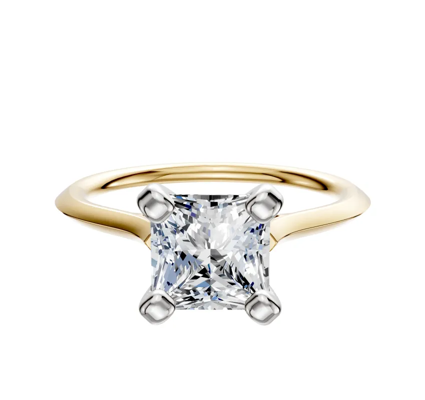 14K Two Tone 4 Prong Cathedral Knife Edge 1.5mm Engagement Ring sold by Effy